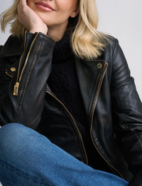 Hazie Biker Jacket, Antique Black