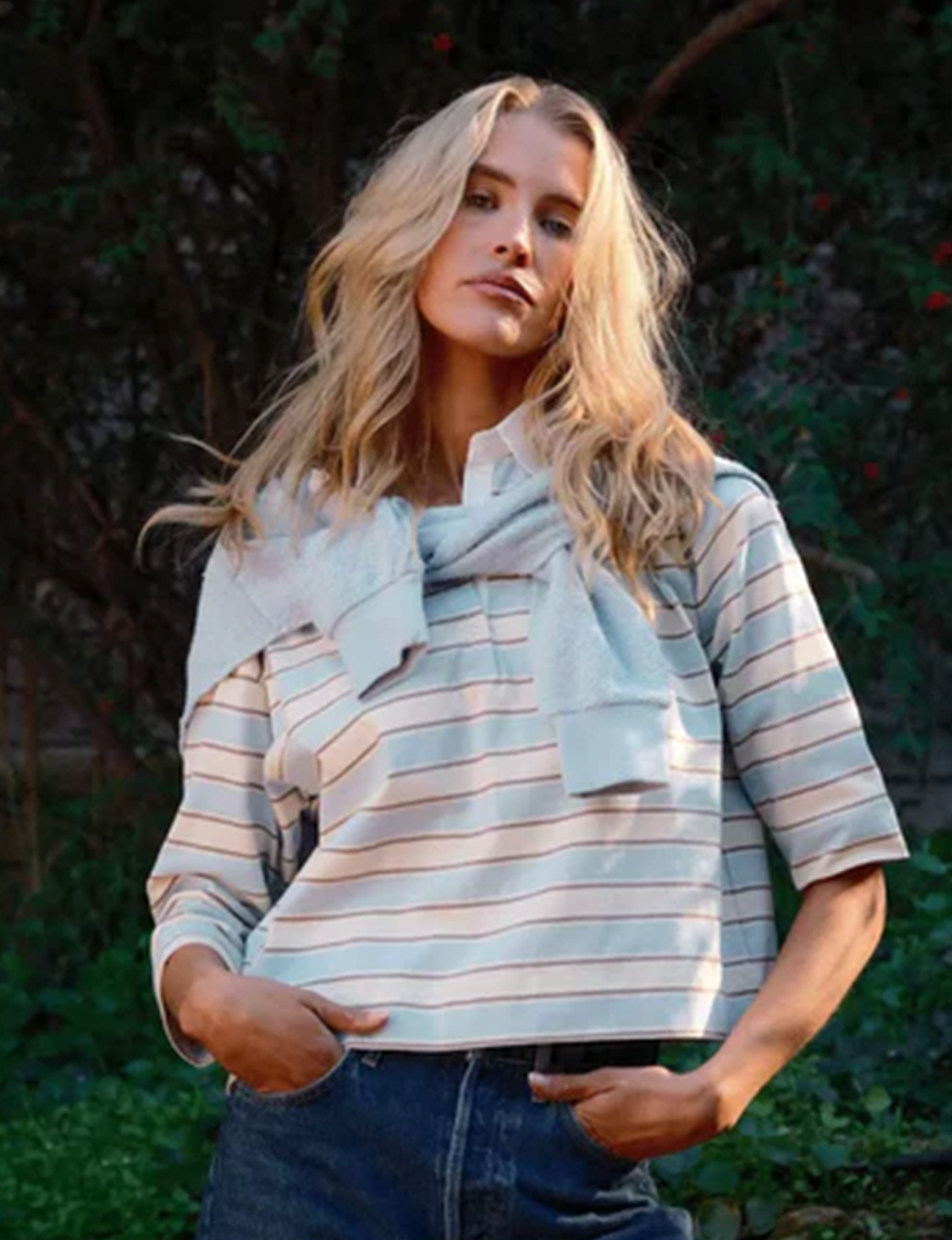 Daria Rugby Polo, Powder Blue