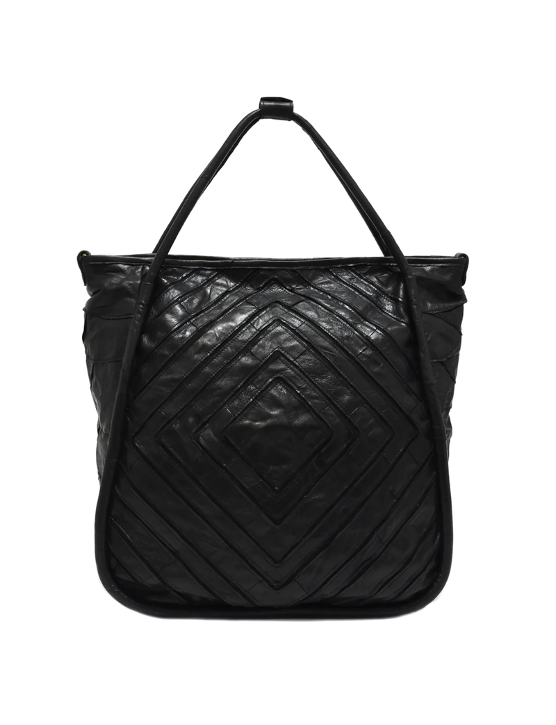 Benecio Leather Patchwork Tote, Black