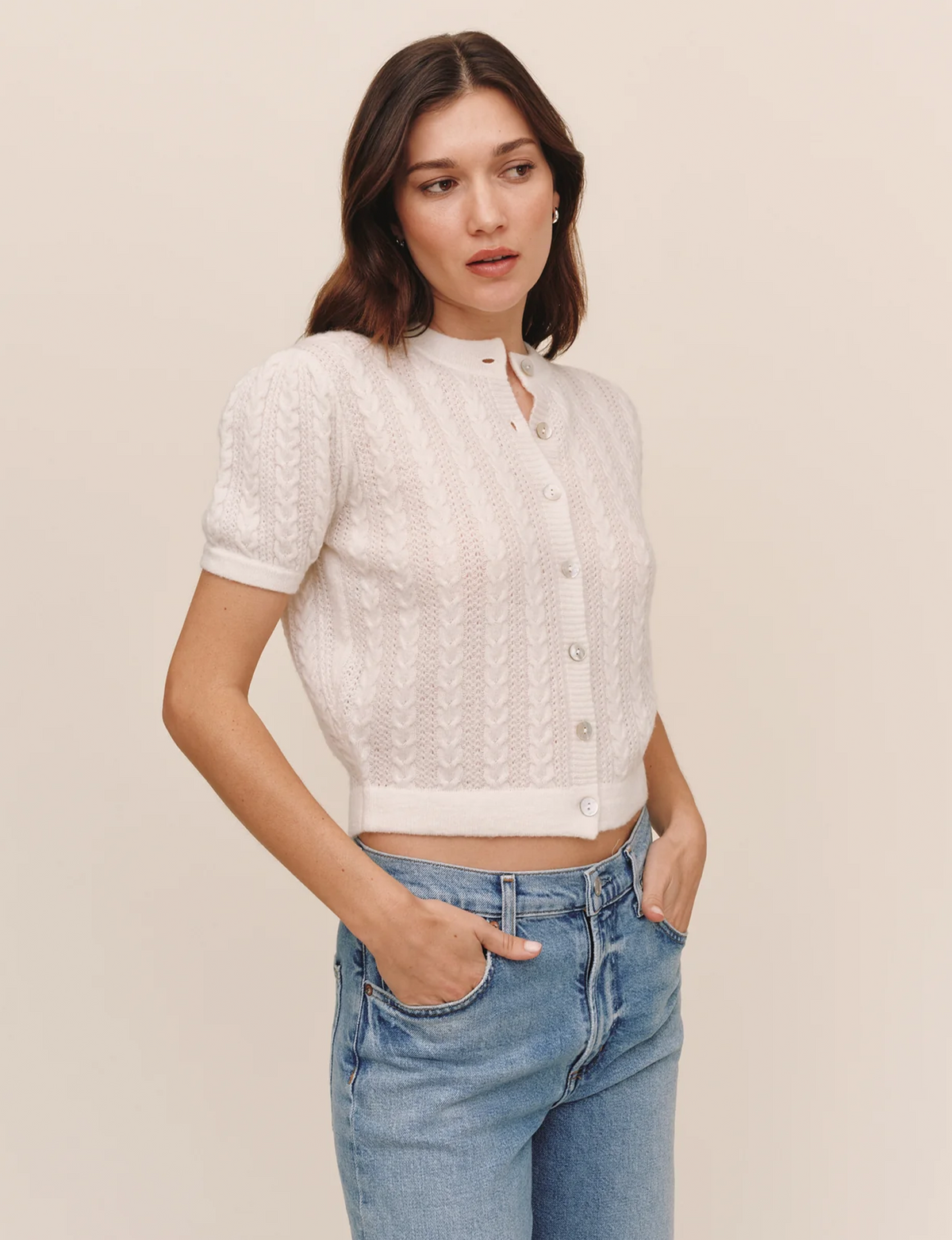 Short Cardigan, Ivory