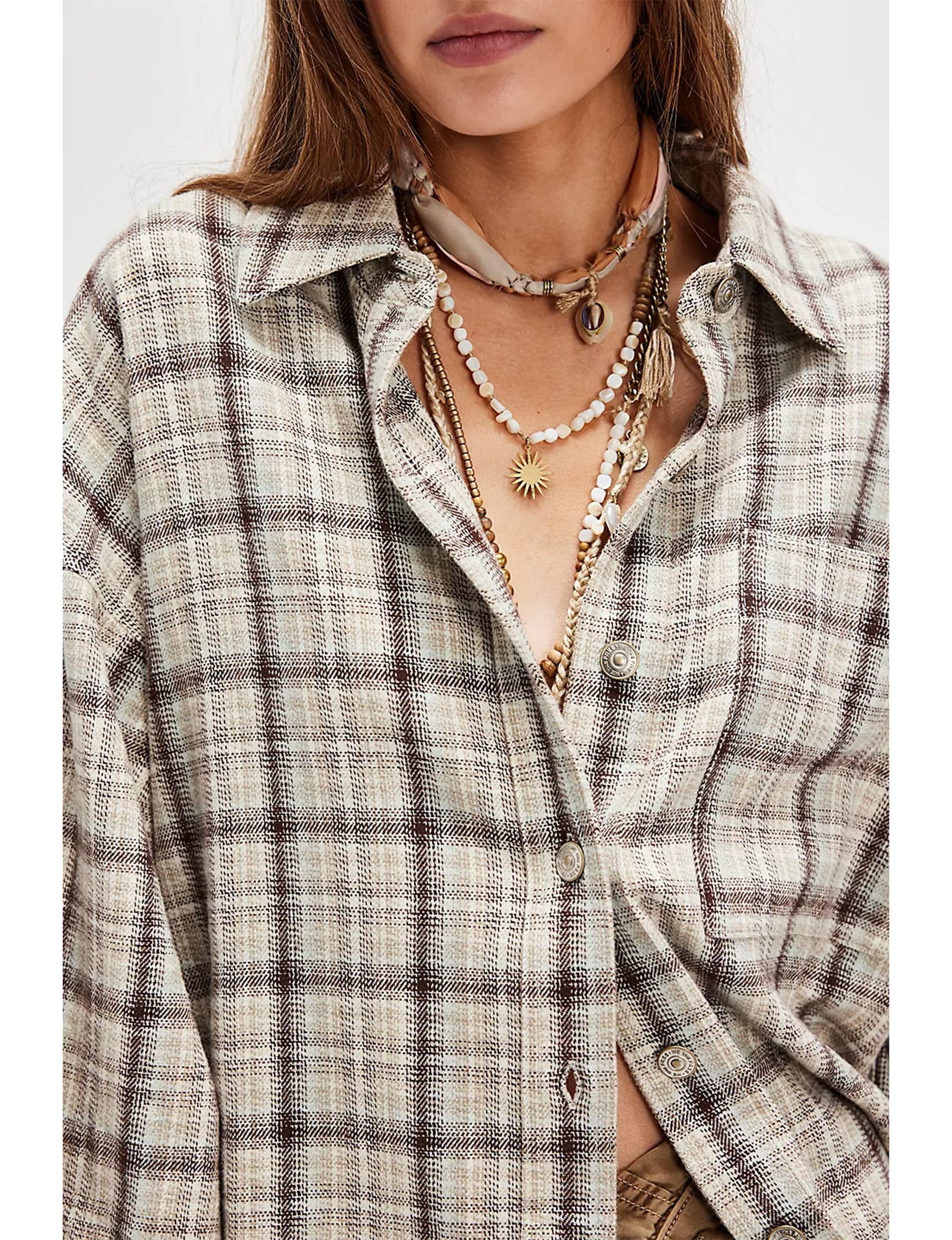 Ashley Plaid Shirt, Ivory Combo/Krista Shad