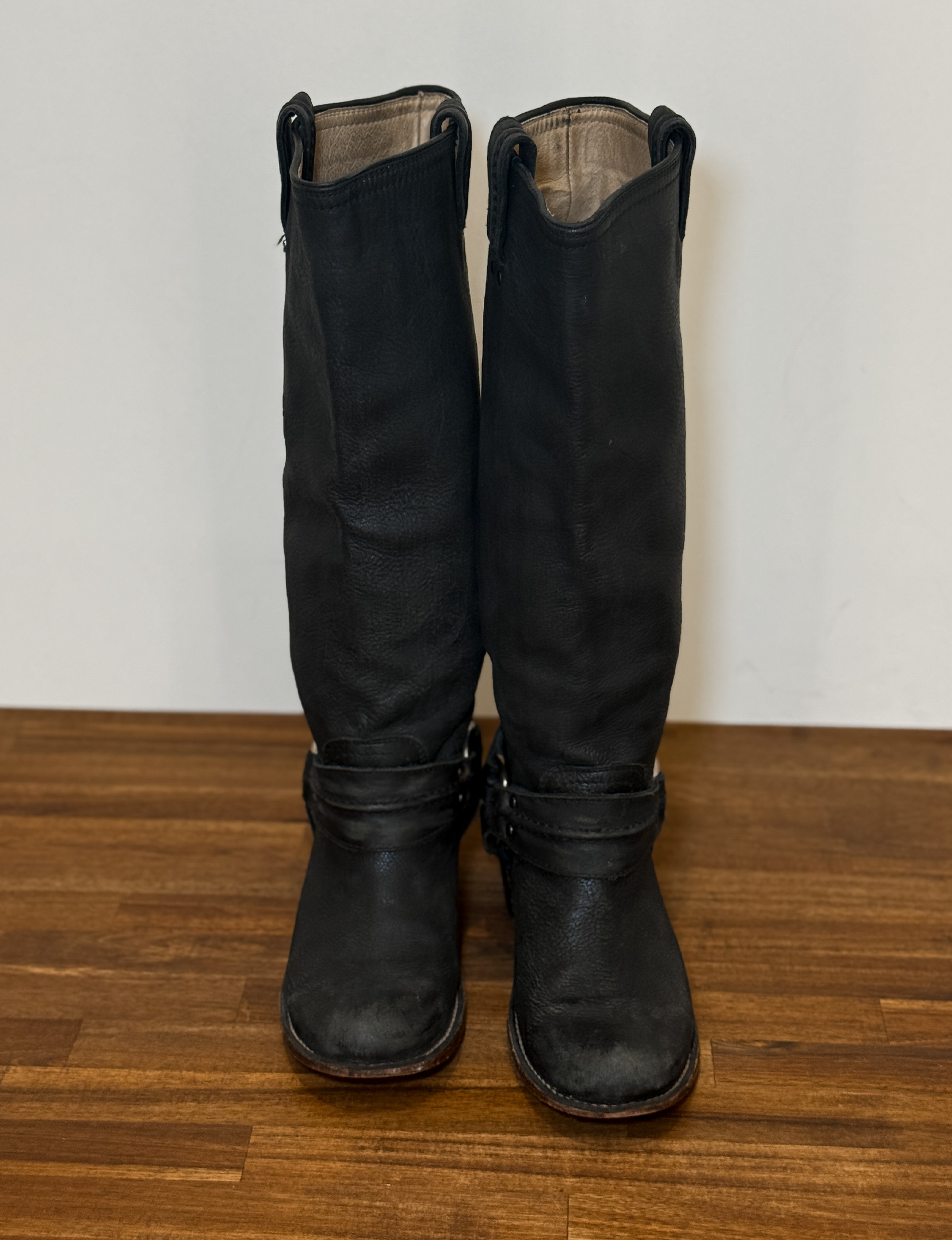 Frye Tall Harness Boots, Black Leather