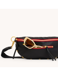 Charles Medium Crossbody, Black/Brushed Gold