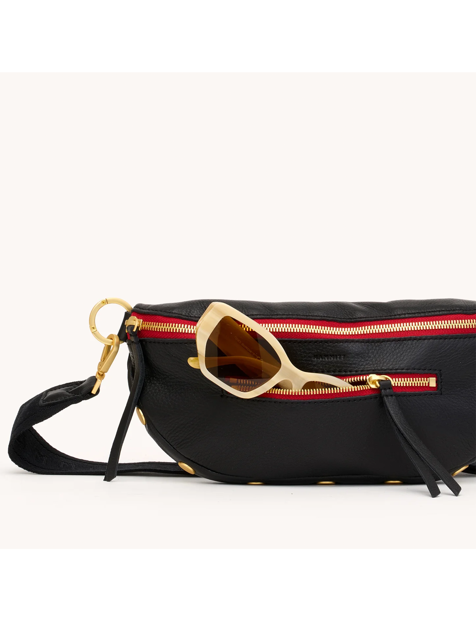 Charles Medium Crossbody, Black/Brushed Gold