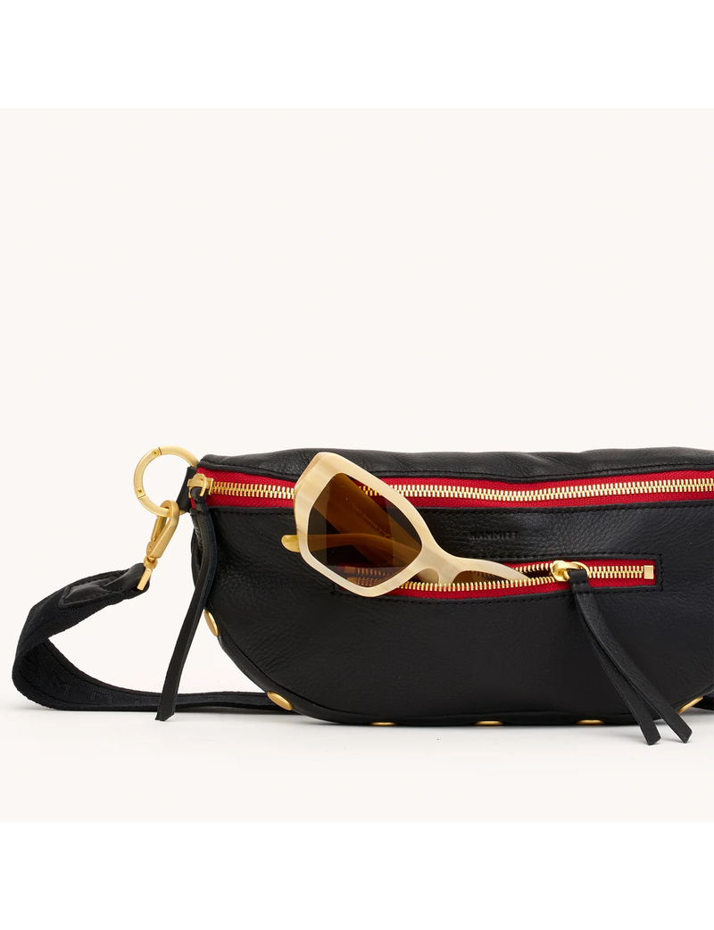 Charles Medium Crossbody, Black/Brushed Gold