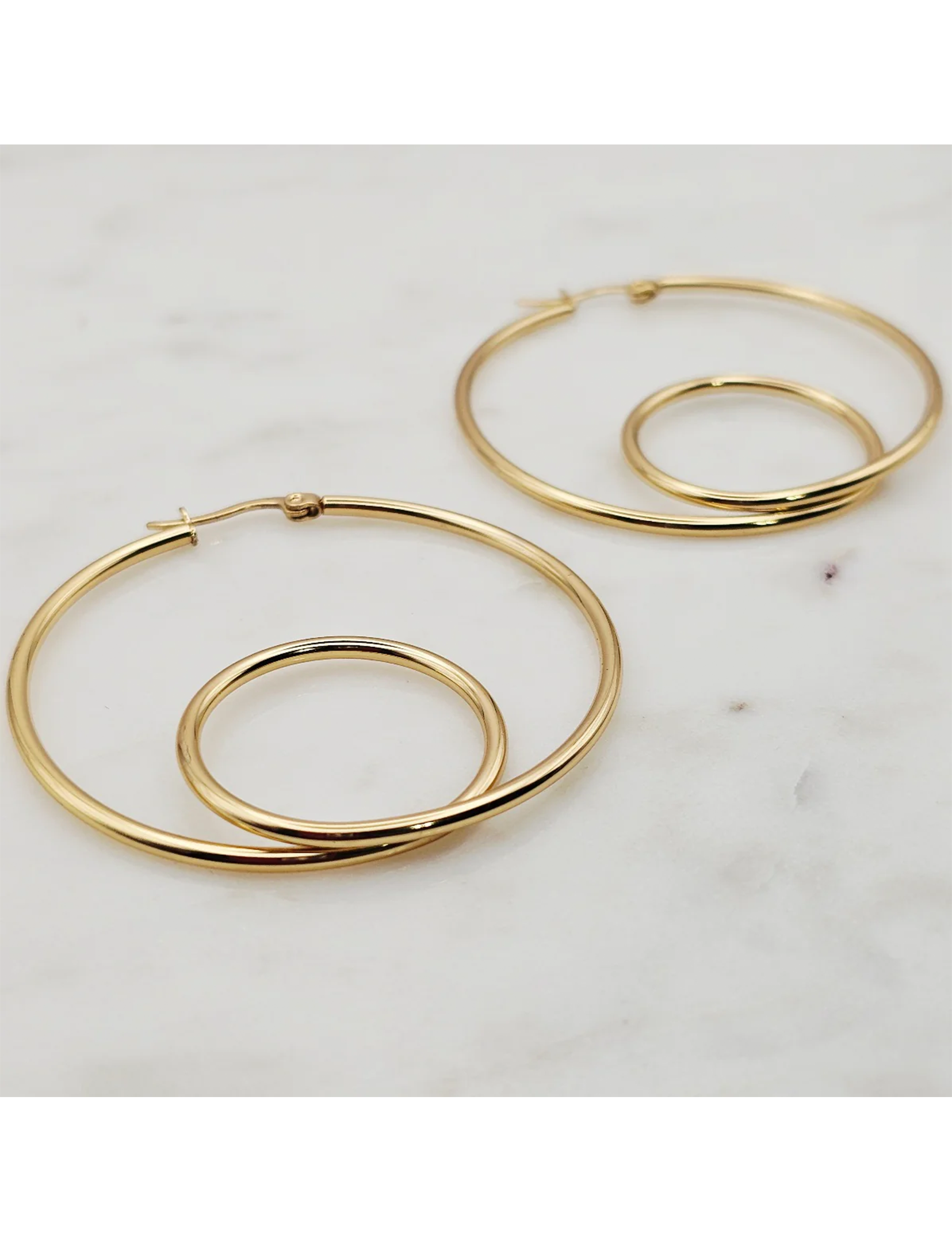Double Loop Hoops, Gold
