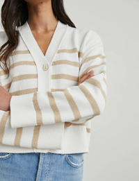 Geneva Cardigan, Sand Stripe