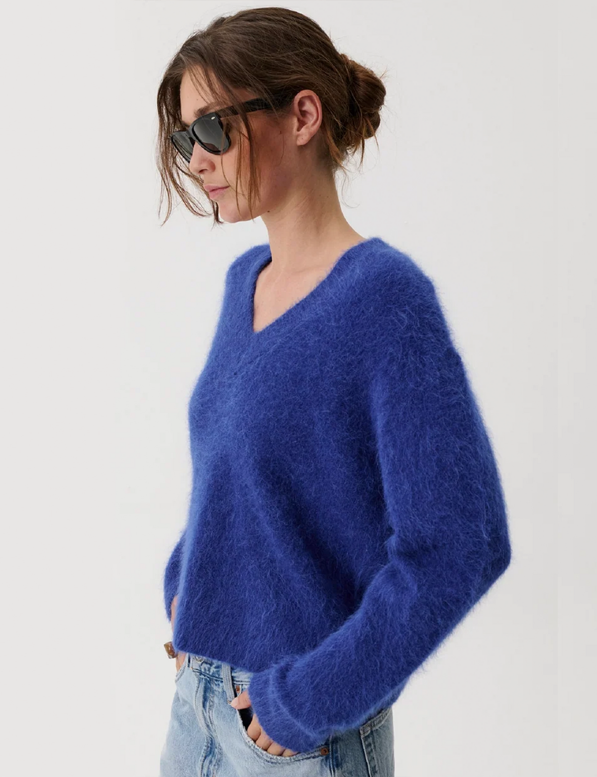 Kit V-Neck Pullover Sweater, Sapphire