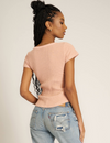 Julie Scoop Neck Rib Tee, Mellow Rose