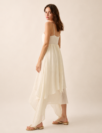 Keyhole Bodice Dress, Cream
