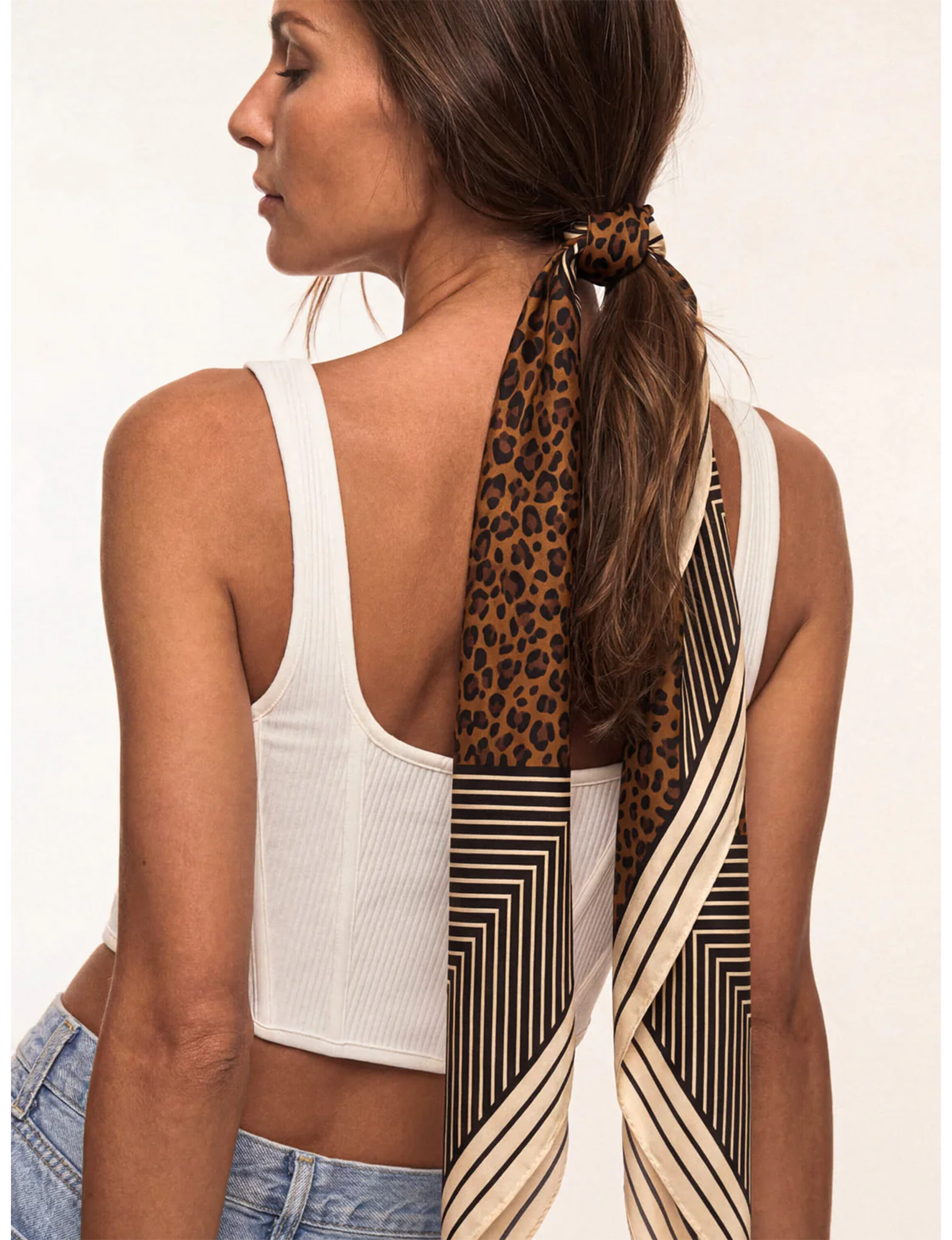Leopard Stripe Scarf, Brown