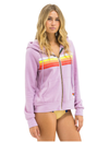 5 Stripe Zip Hoodie, Mauve/White Neon