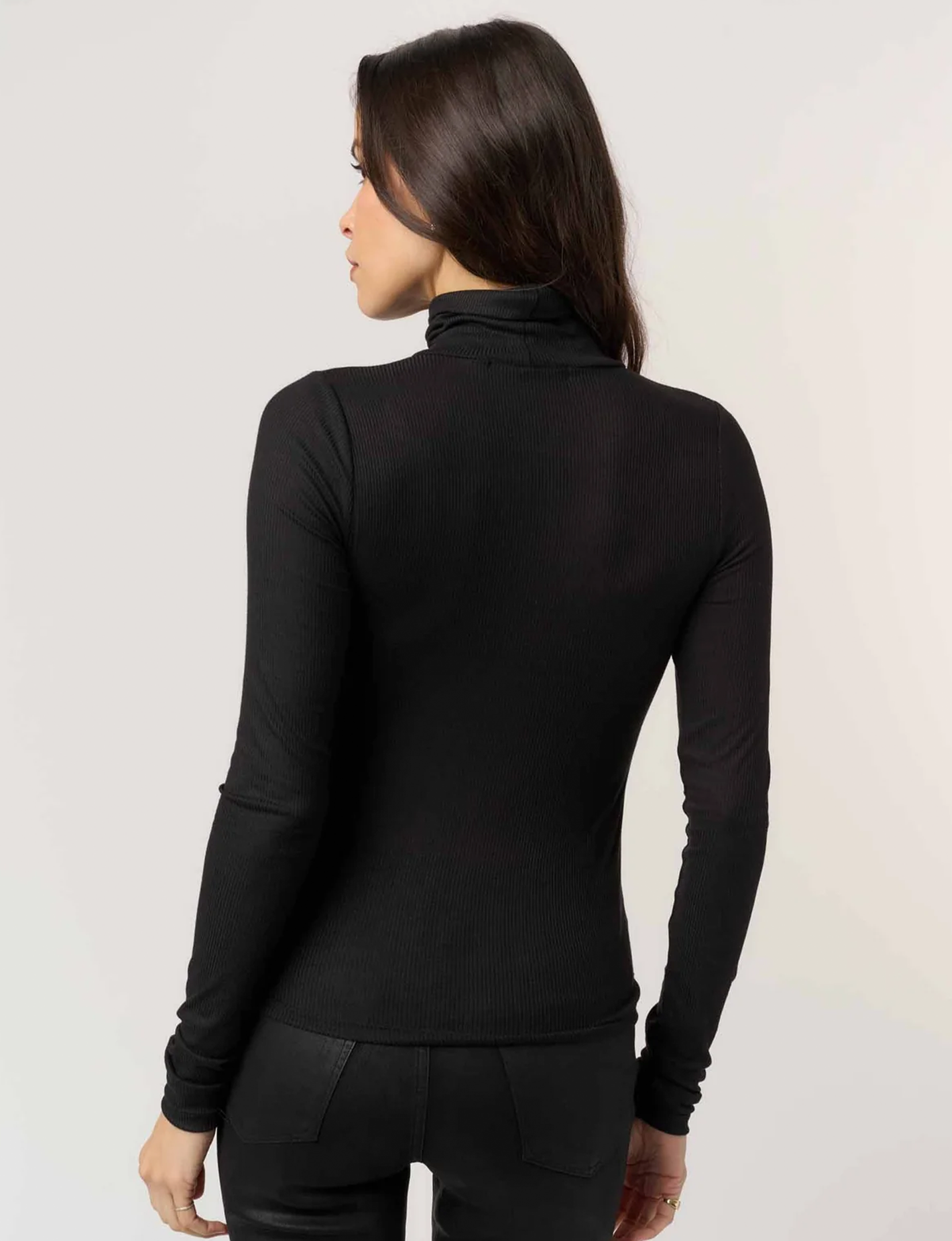 Olive Longsleeve Rib Turtleneck, Black