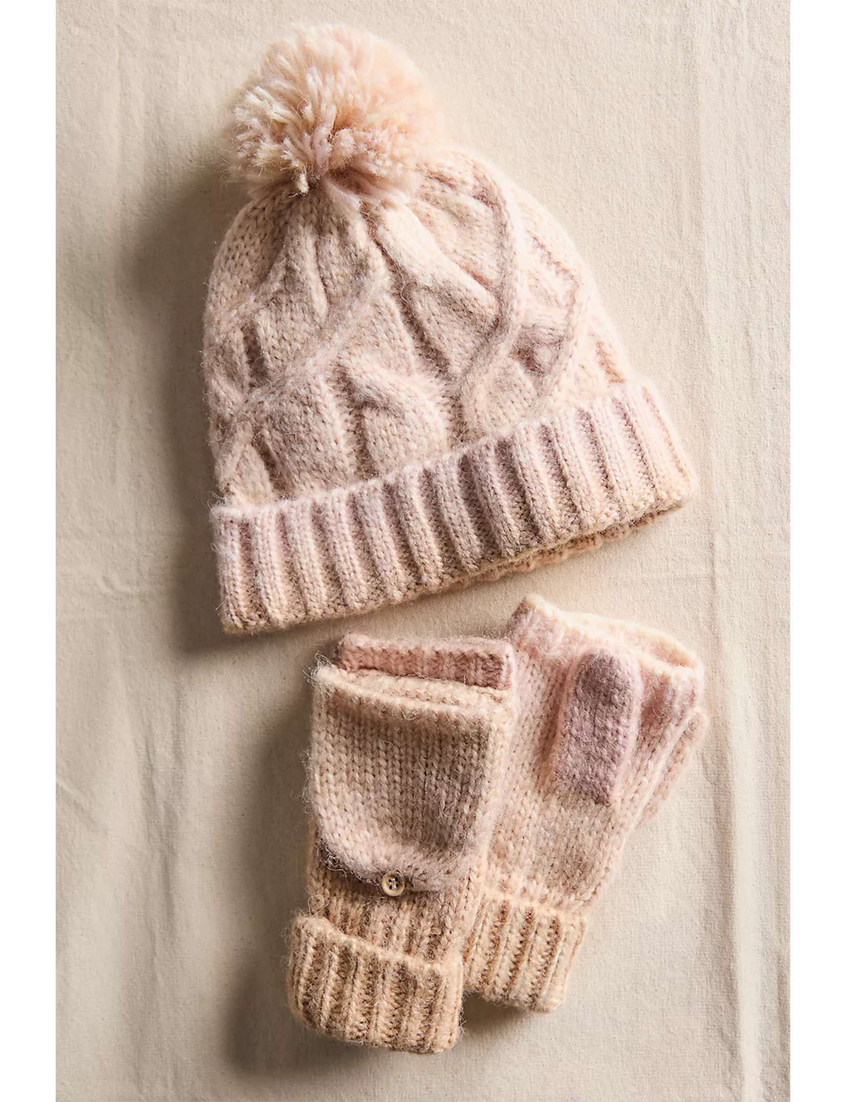 Rainbow Run Hat + Gloves, Ivory