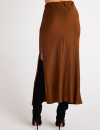 Side Slit Bias Maxi Skirt, Twilight Gold