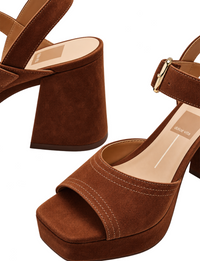Fatima Platform Heel, Cocoa Suede