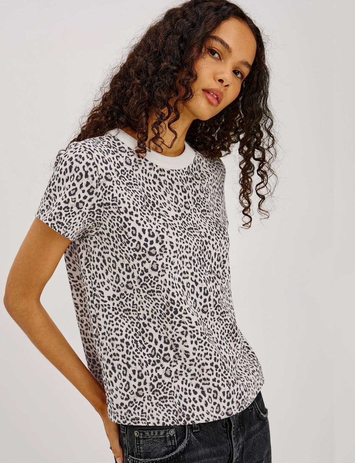Girlfriend Tee, Ecru Cheetah