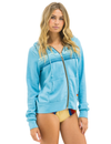 5 Stripe Zip Hoodie, Aquamarine/Aqua