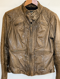 Blanc Noir Buckle Leather Jacket, Bark