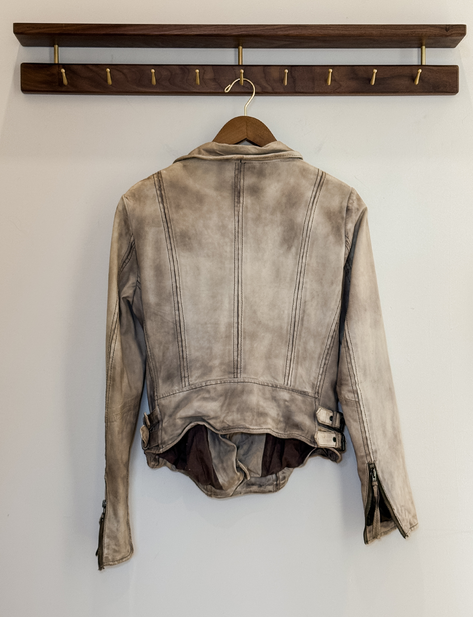 Muubaa Leather Jacket, Washed Bone