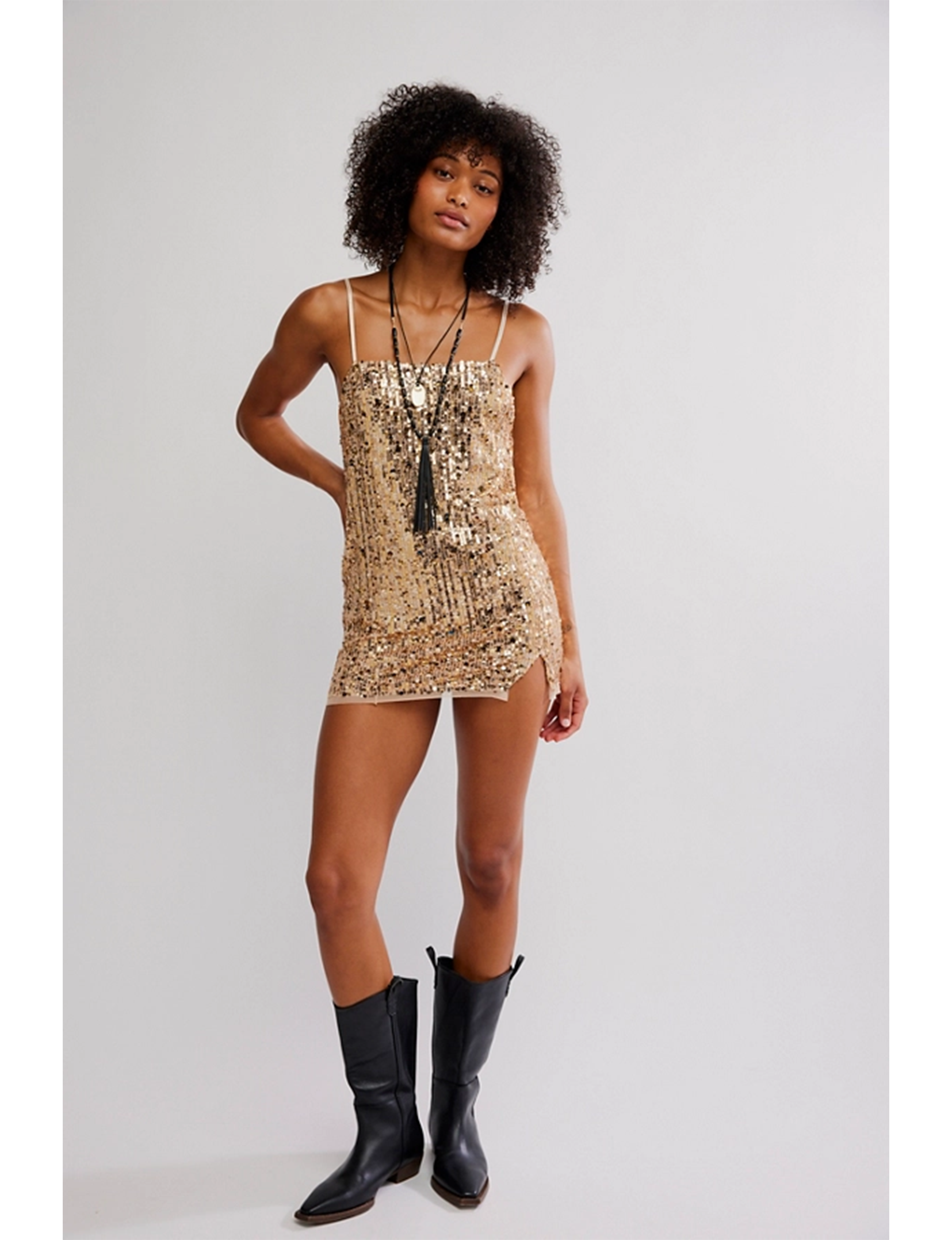 Midnight Kiss Mini Slip, Gold/Combo