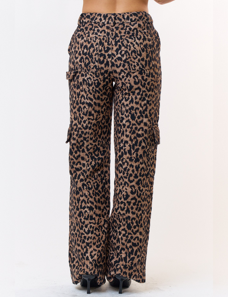 Wide Leg Cargo Pant, Leopard