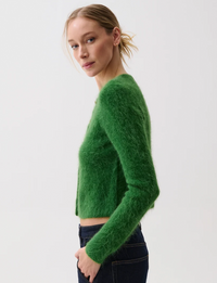 Yara Alpaca Shrunken Cardigan, Vivid Moss