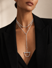 Horsebit Chain Necklace, Silver