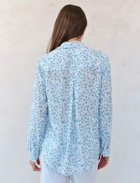 Classic Button Down, Blue Ditsy Floral