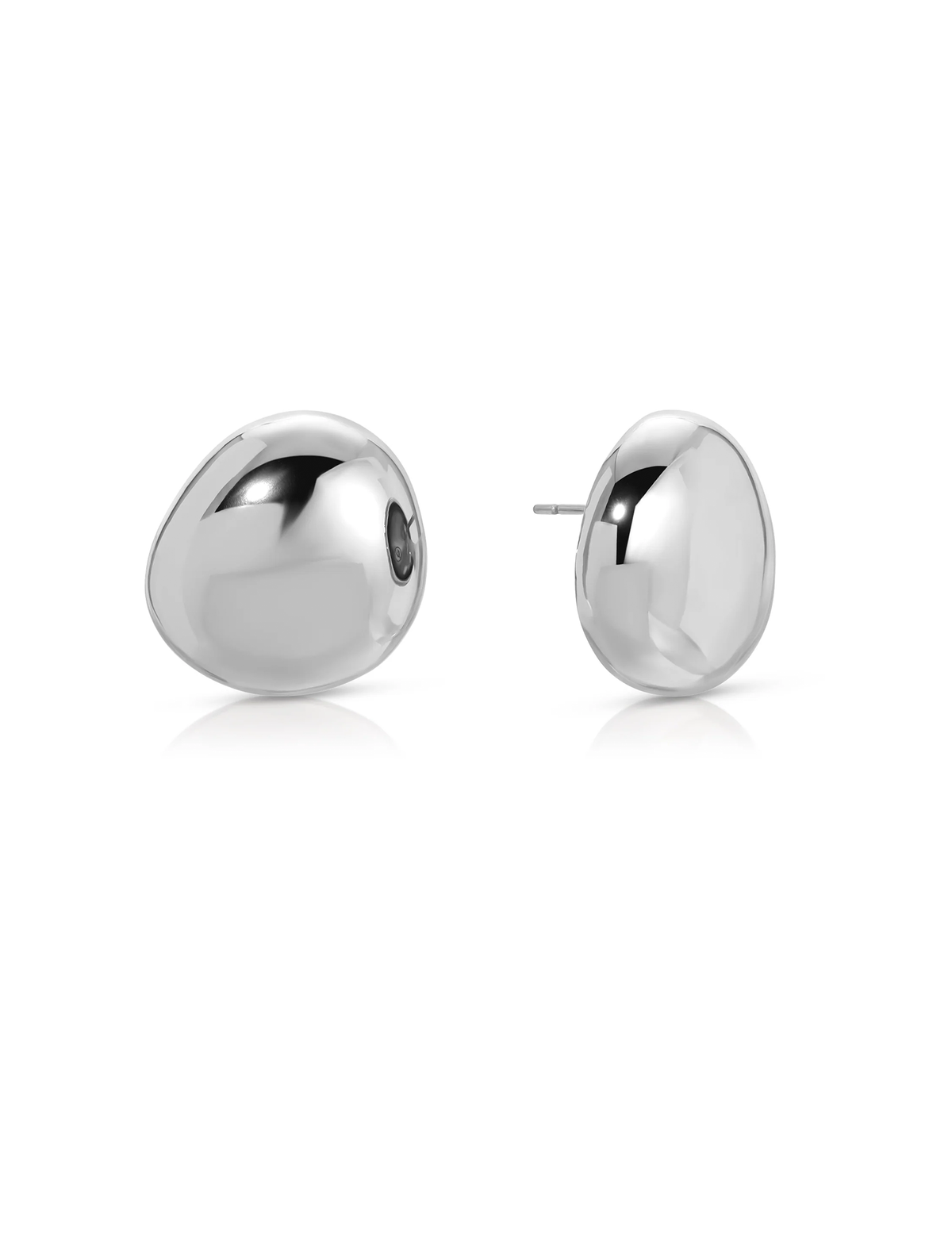 Polished Pebble Studs, Silver