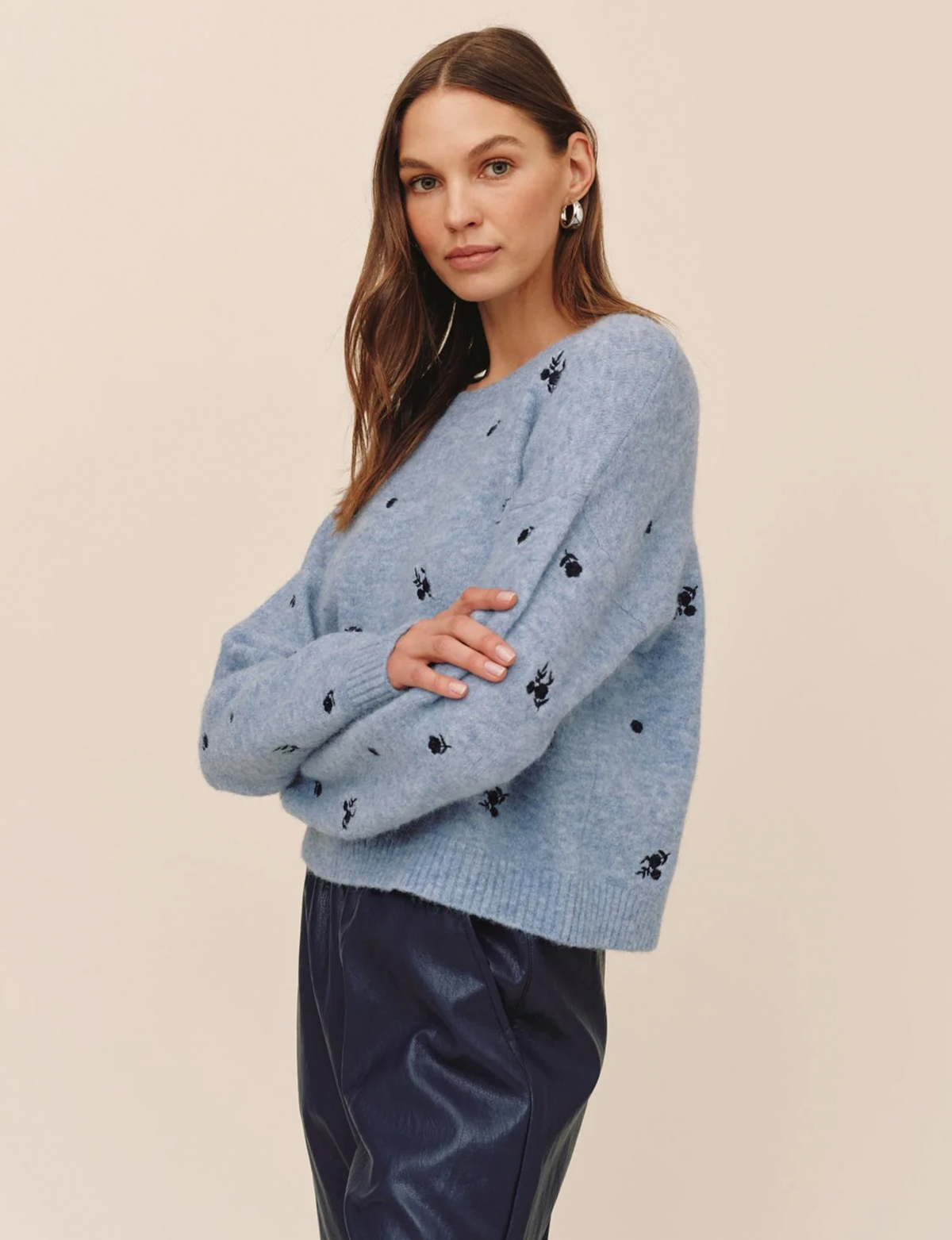 Embroidered Dream Sweater, Blue