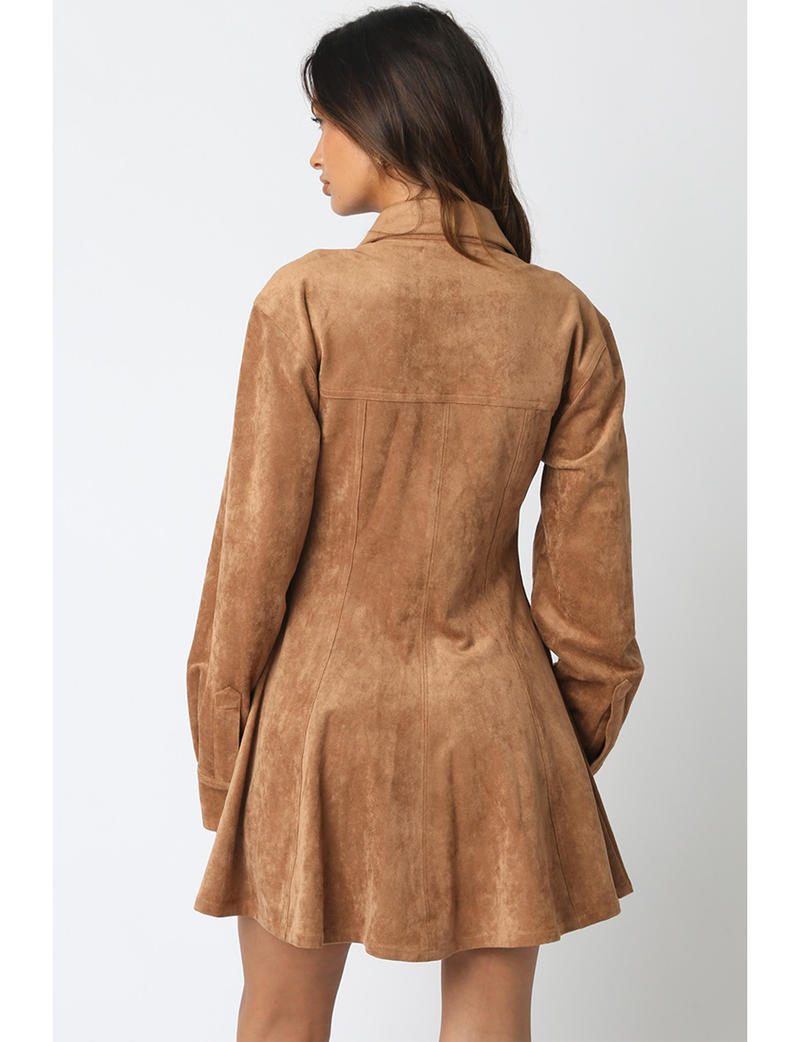 Kira Suede Dress, Light Brown