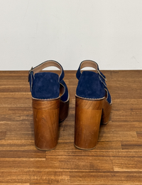 Free Bird Poppy Platform Clogs, Blue Suede