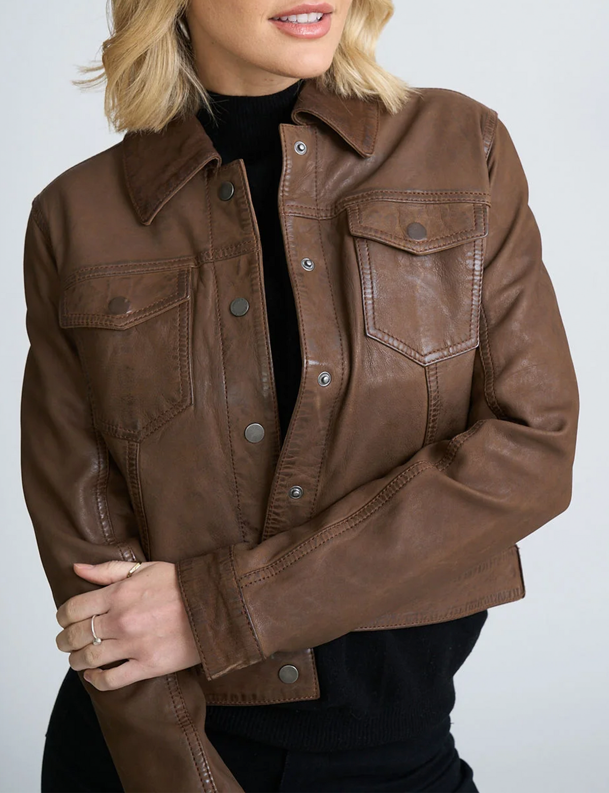 Klara Leather Jacket, Dark Whiskey