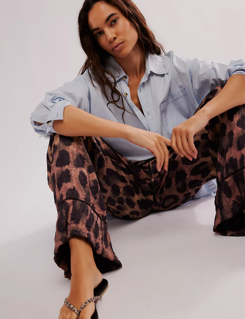 All Out Satin Leopard Pant, Coffee/Combo