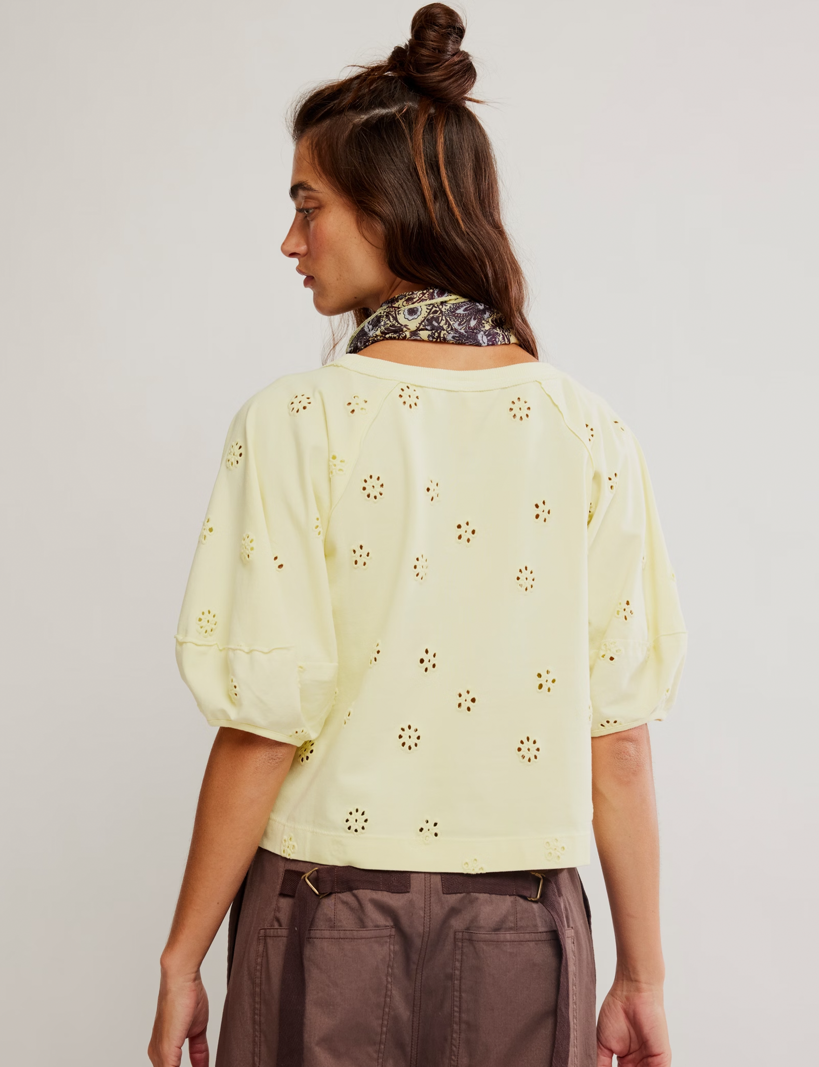 Jessie Eyelet Tee, Lemon Water/Combo