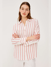 Knox Shirt, Scarlet/Ivory Stripe
