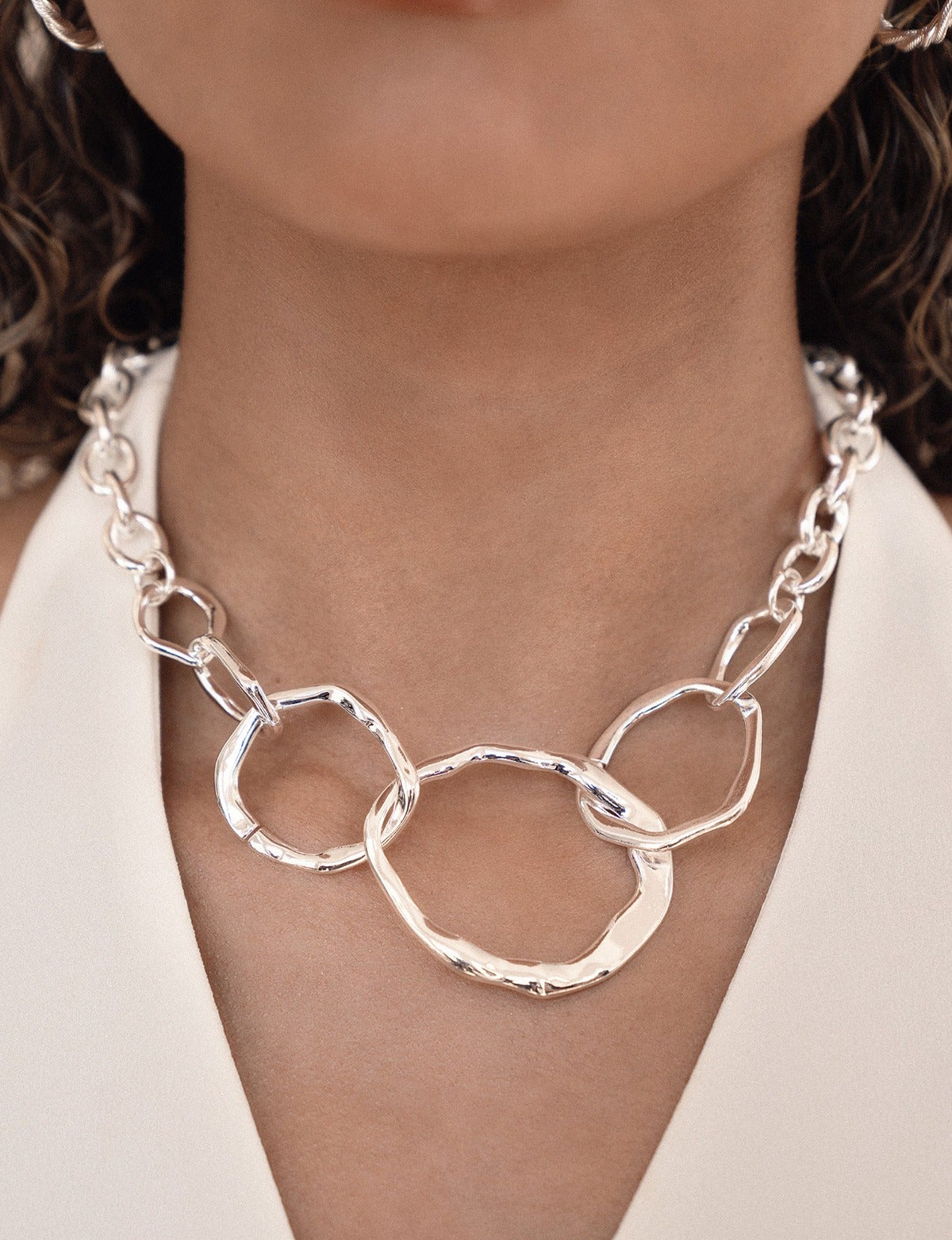 Interlocking Chain Necklace, Silver