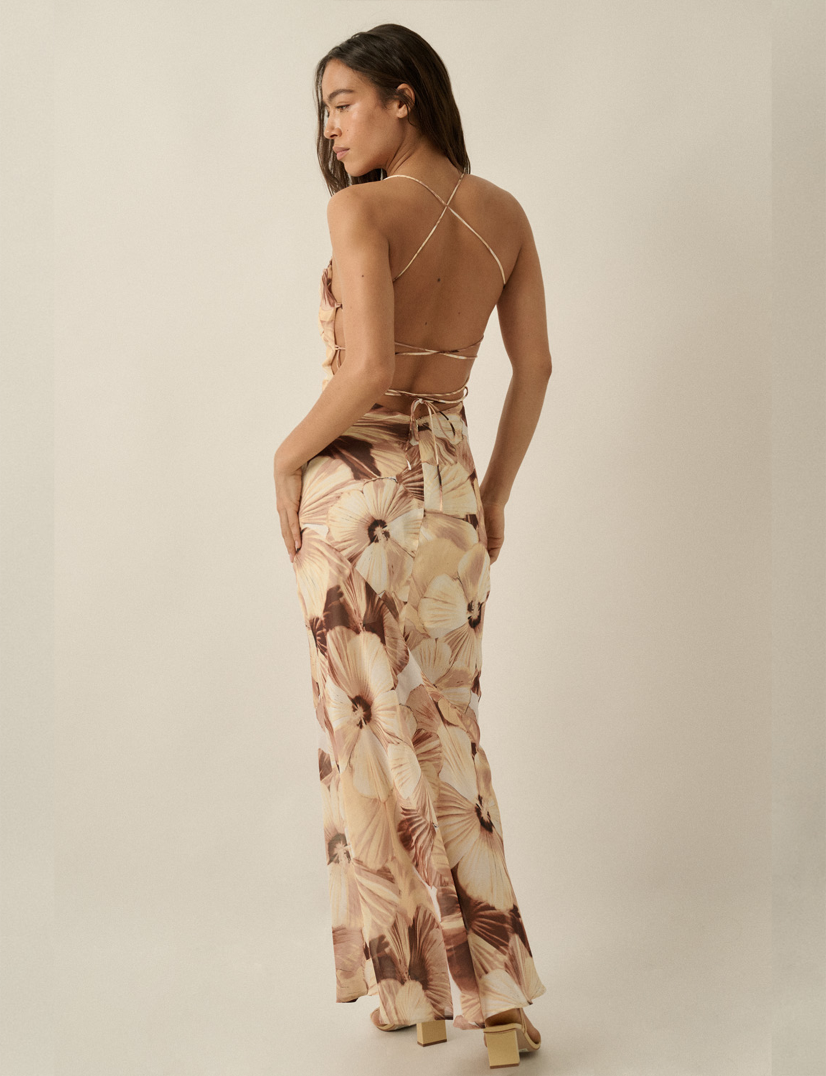 Chiffon Maxi Dress, Sand Floral