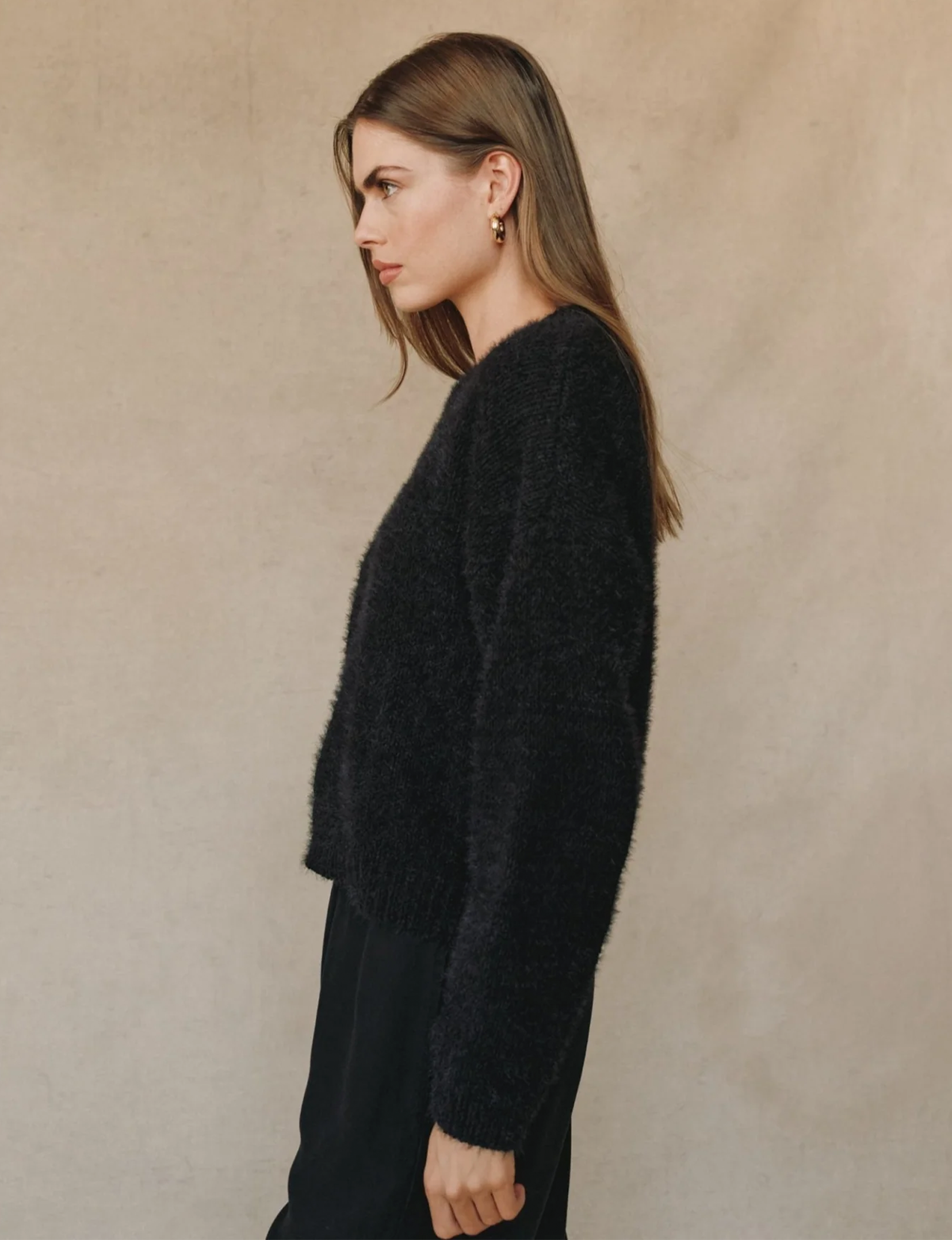 Drop Shoulder Sweater, Black