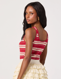 Kaylea Sweater Top, Red Stripe