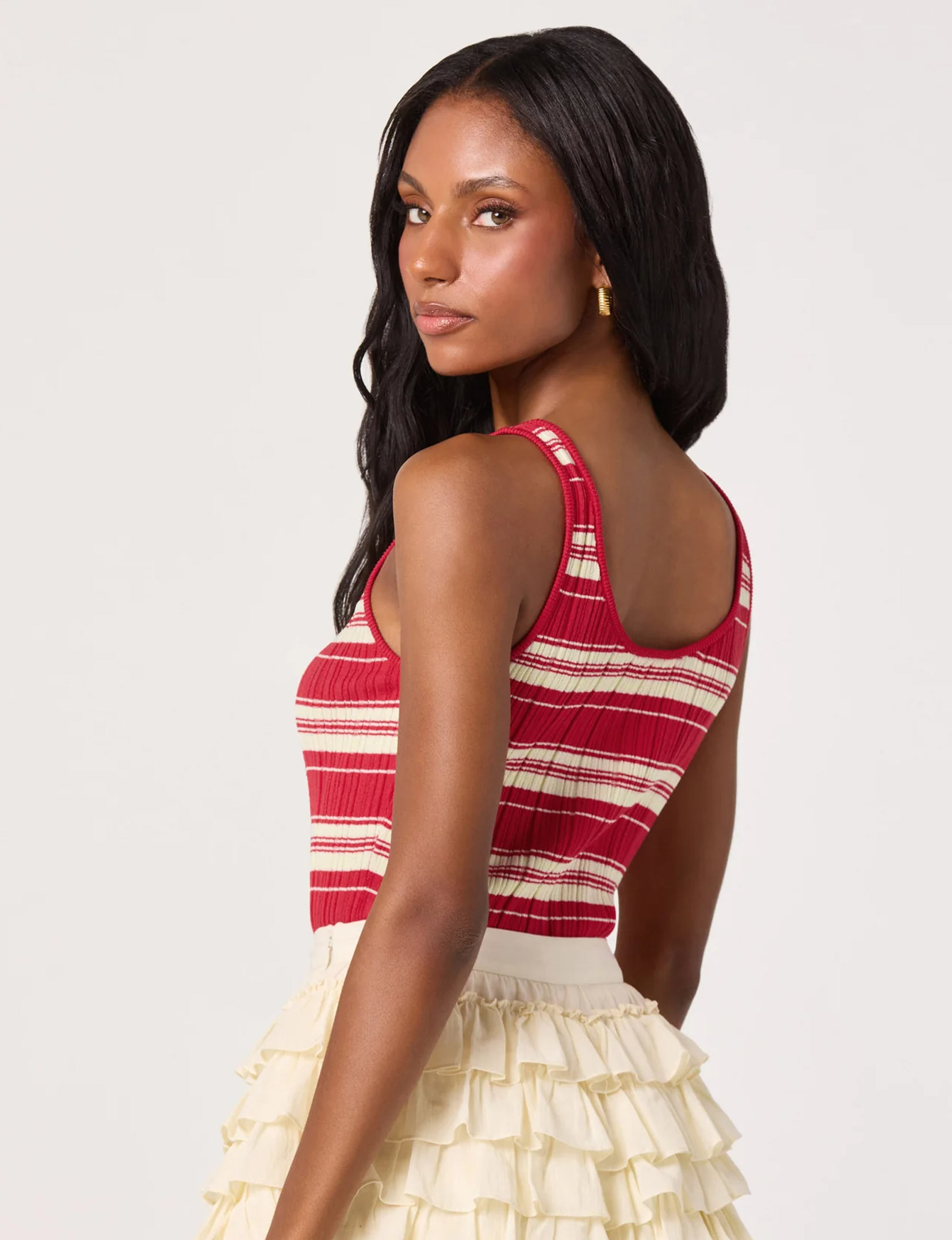Kaylea Sweater Top, Red Stripe