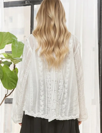 Embroidered Button Up Blouse, White