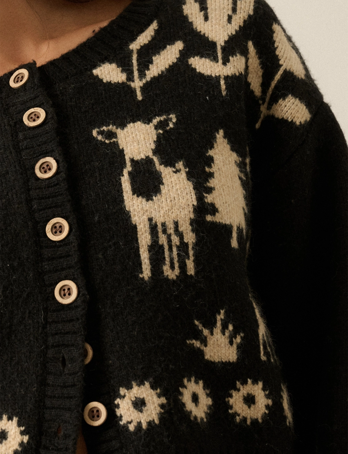 Forest Motif Sweater, Black