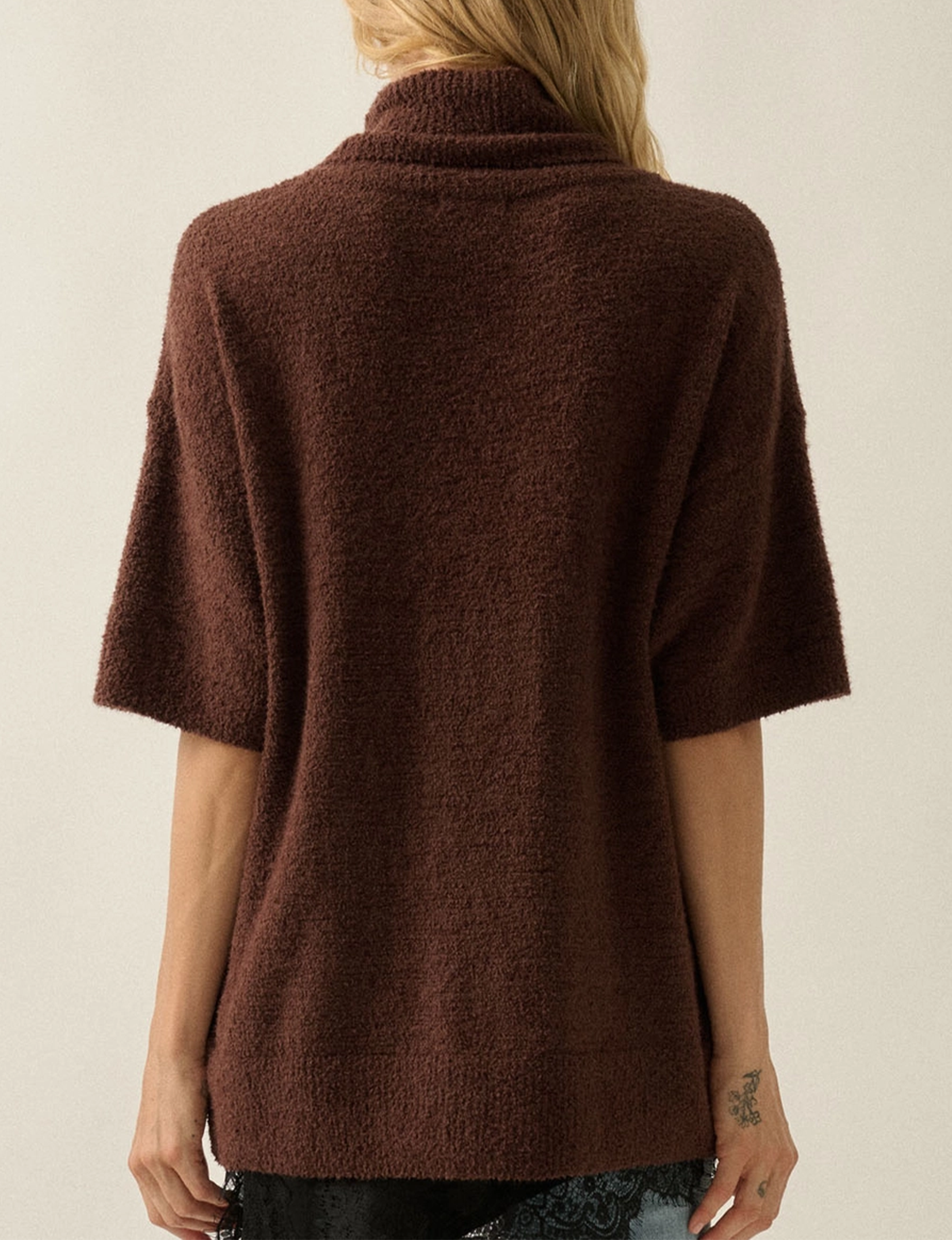 Boucle Cowl Sweater, Chocolate
