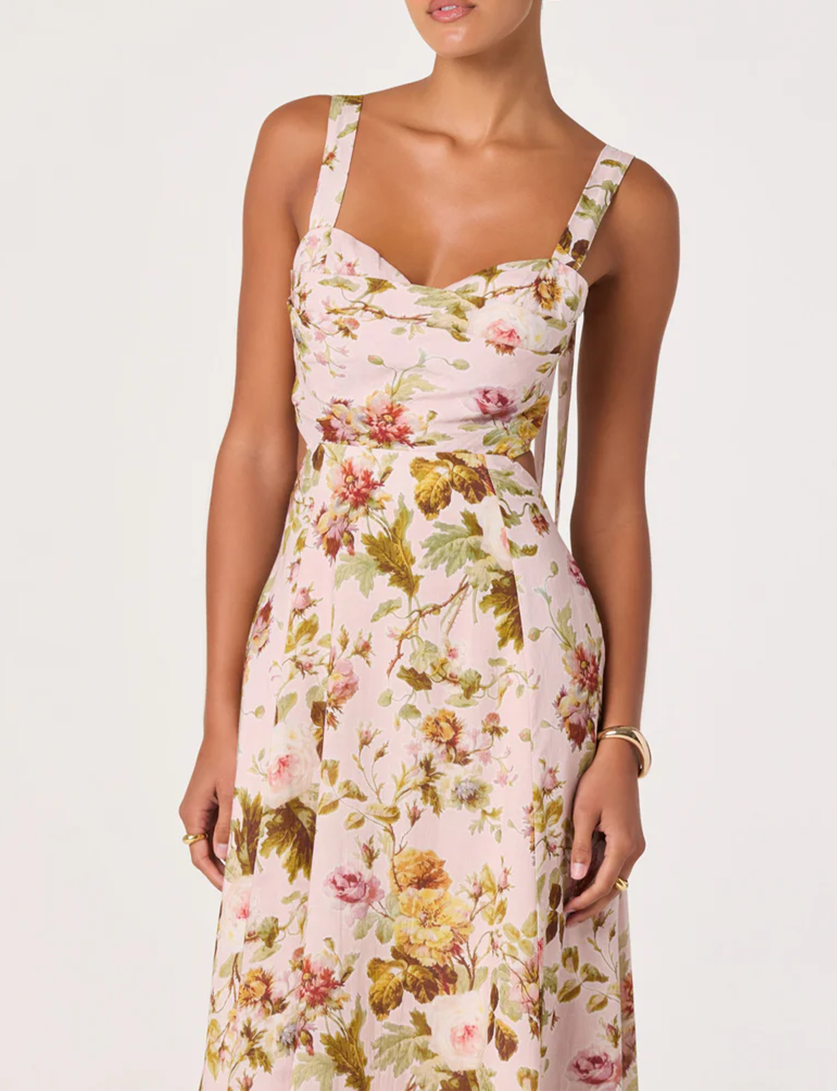 Ciana Dress, Pink/Green Bloom