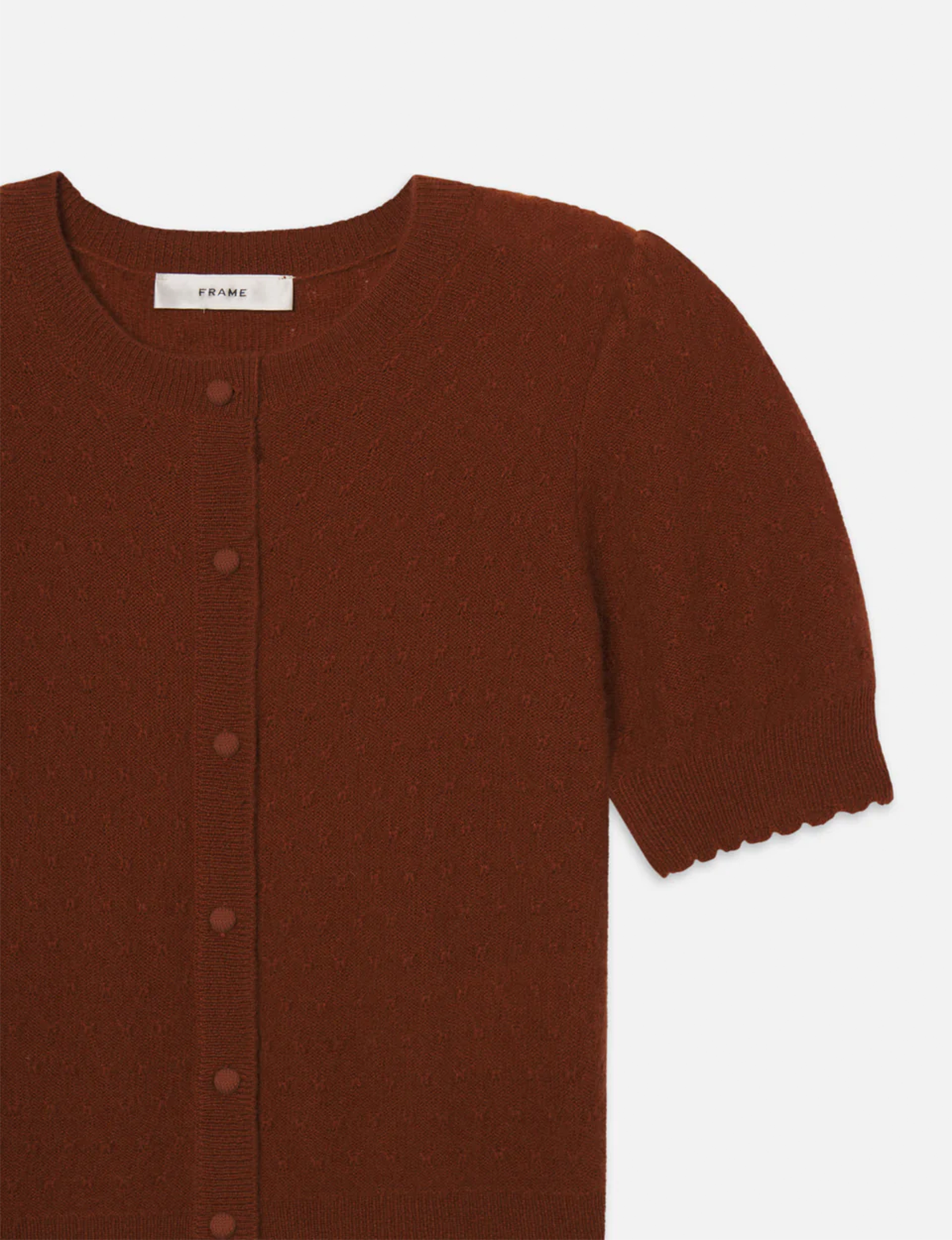 Cashmere Pointelle Cardi, Chestnut