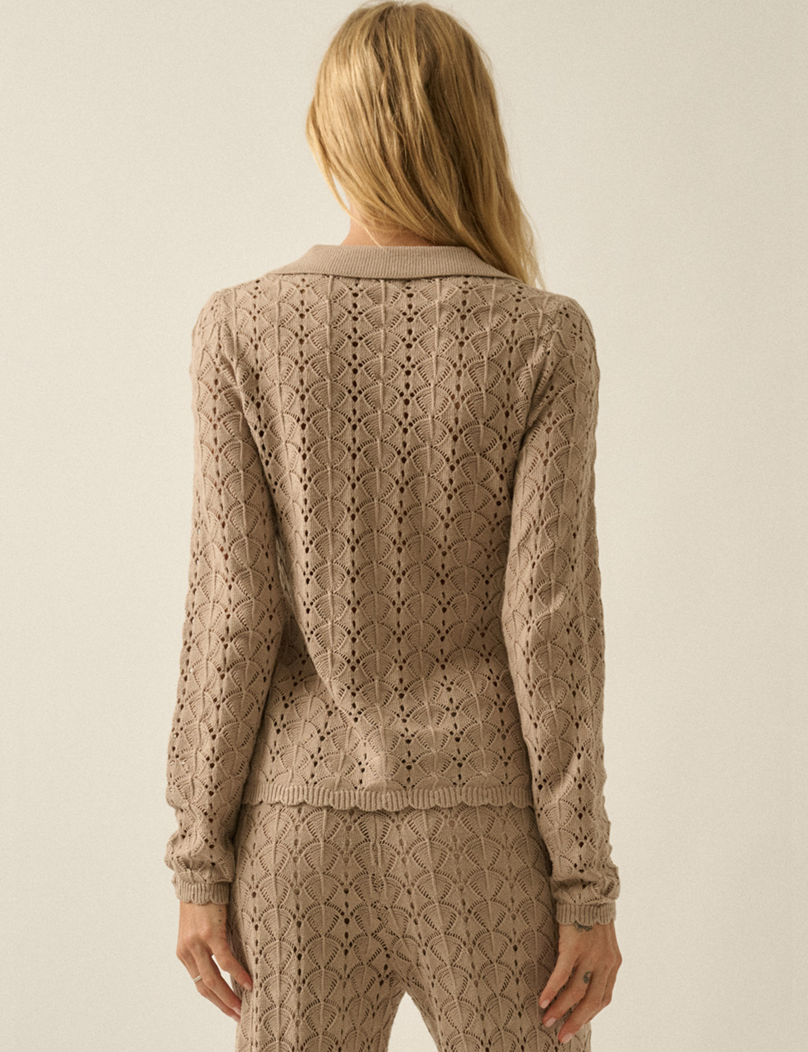 Pointelle Cardigan, Sand