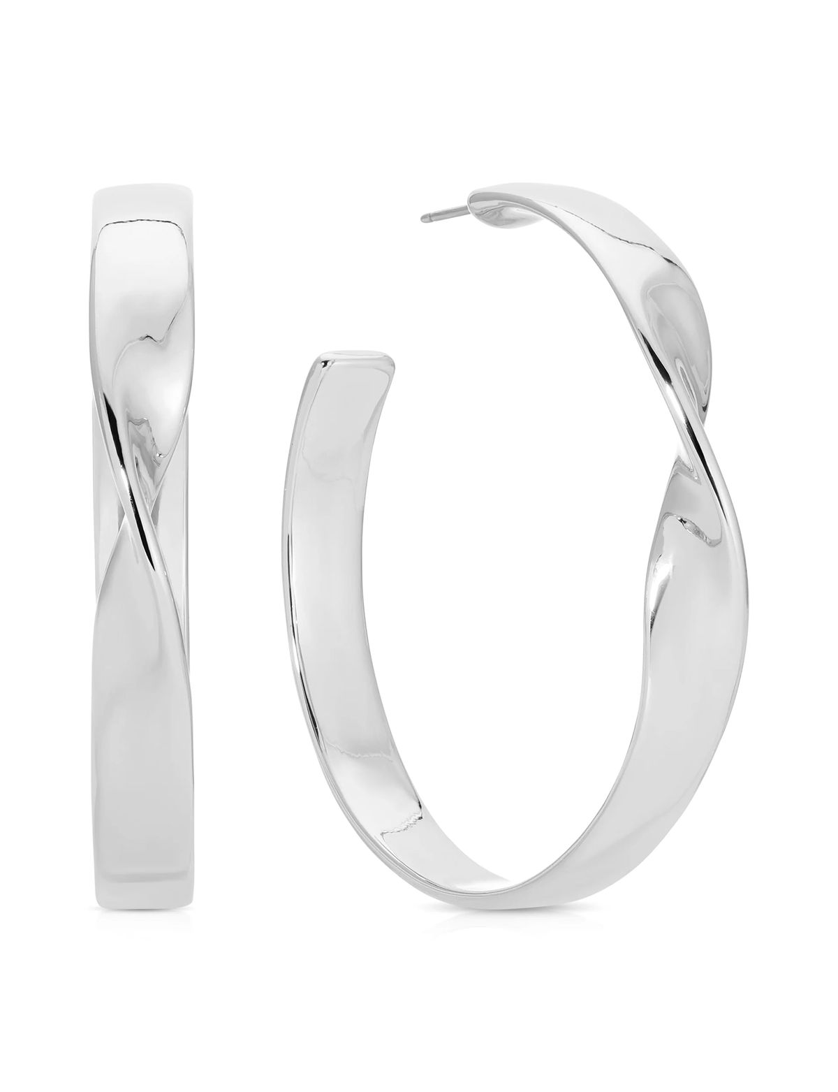 Heirloom Twist Large Hoops, Silver