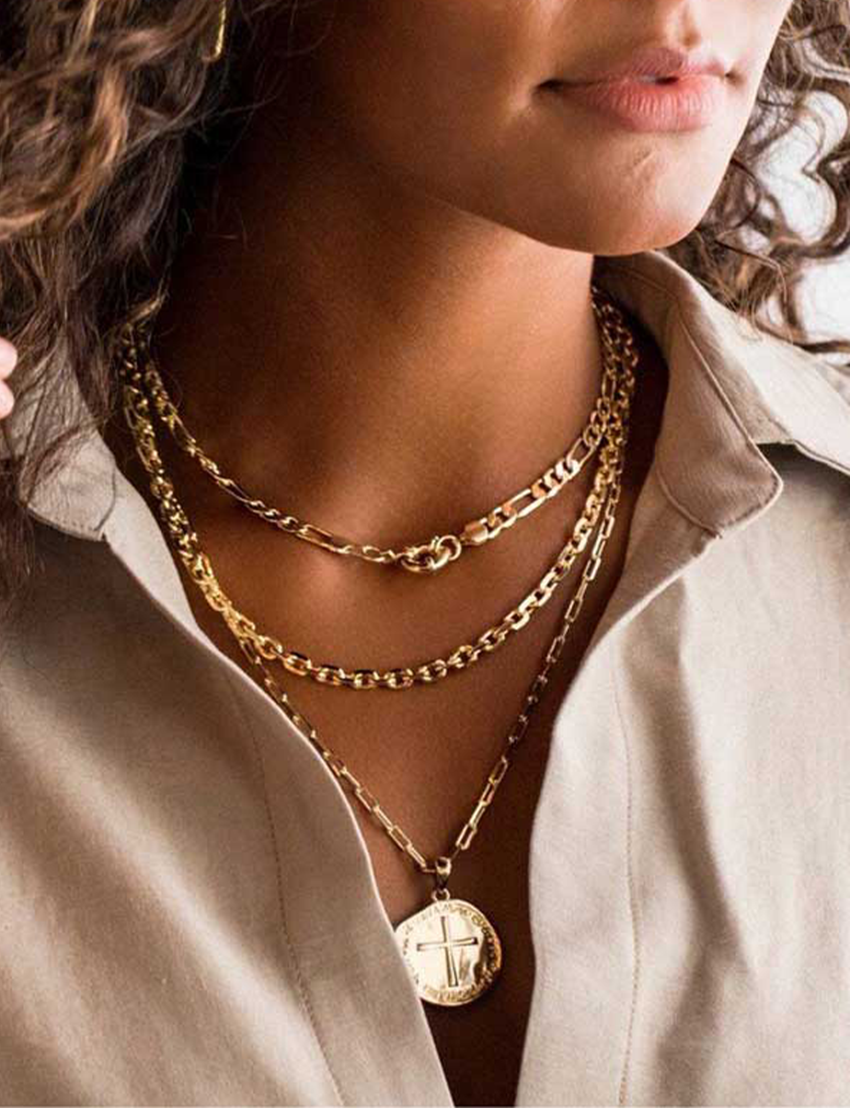 Amelia Large Coin Necklace, Gold